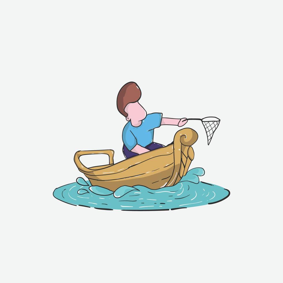 illustration de personnes sur un bateau vecteur