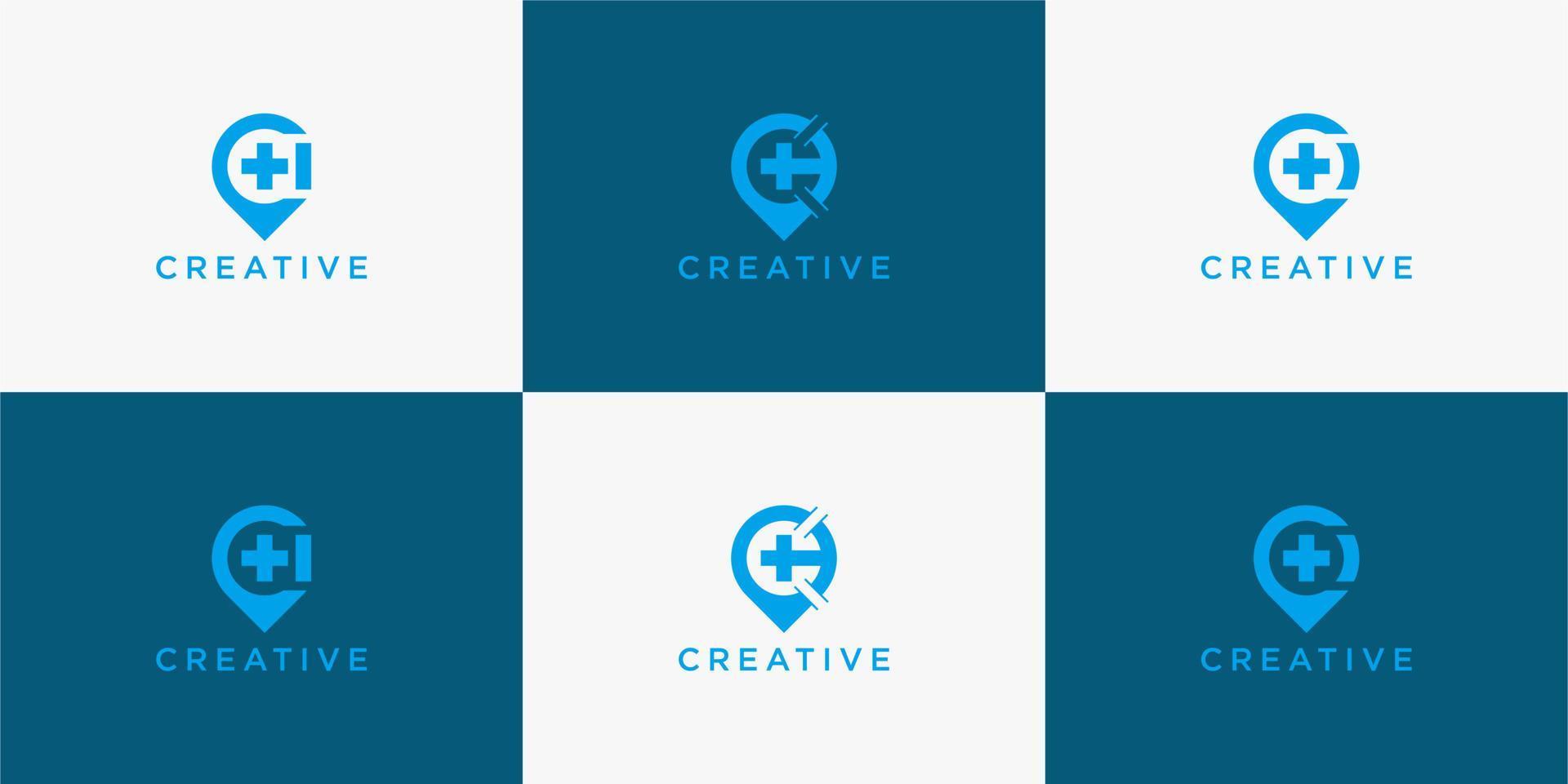 créatif de la zone commerciale de modèle de logo icône abstraite plus avec la lettre c vecteur