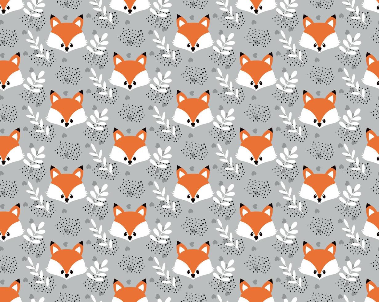 modèle sans couture de renard de dessin animé mignon de vecteur. tête de renard orange sur fond. bon pour l'impression, le textile, les tissus, le papier peint, la décoration. vecteur