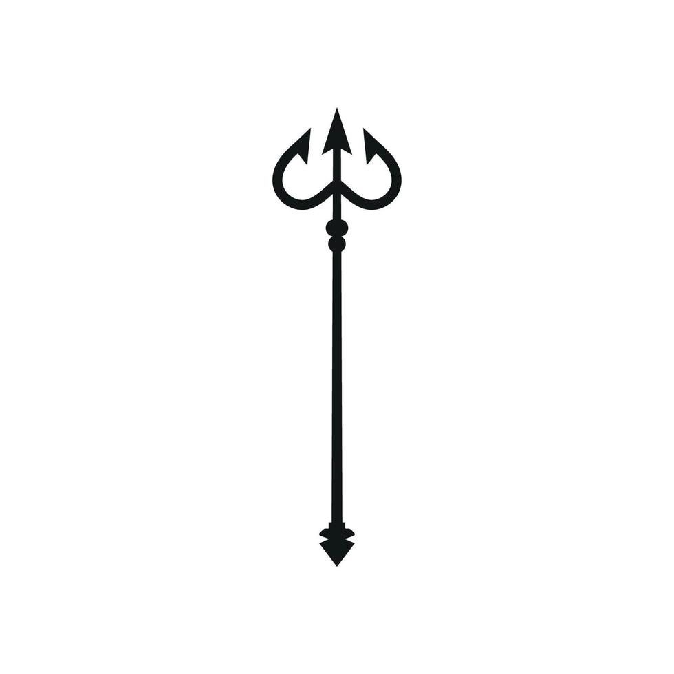 icône trident noir. signe de neptune. illustration vectorielle du symbole national de la barbade. isolé sur blanc. vecteur