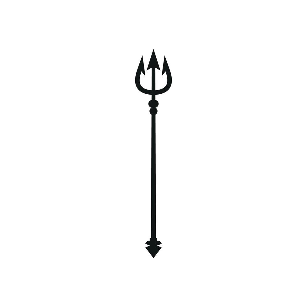 icône trident noir. signe de neptune. illustration vectorielle du symbole national de la barbade. isolé sur blanc. vecteur