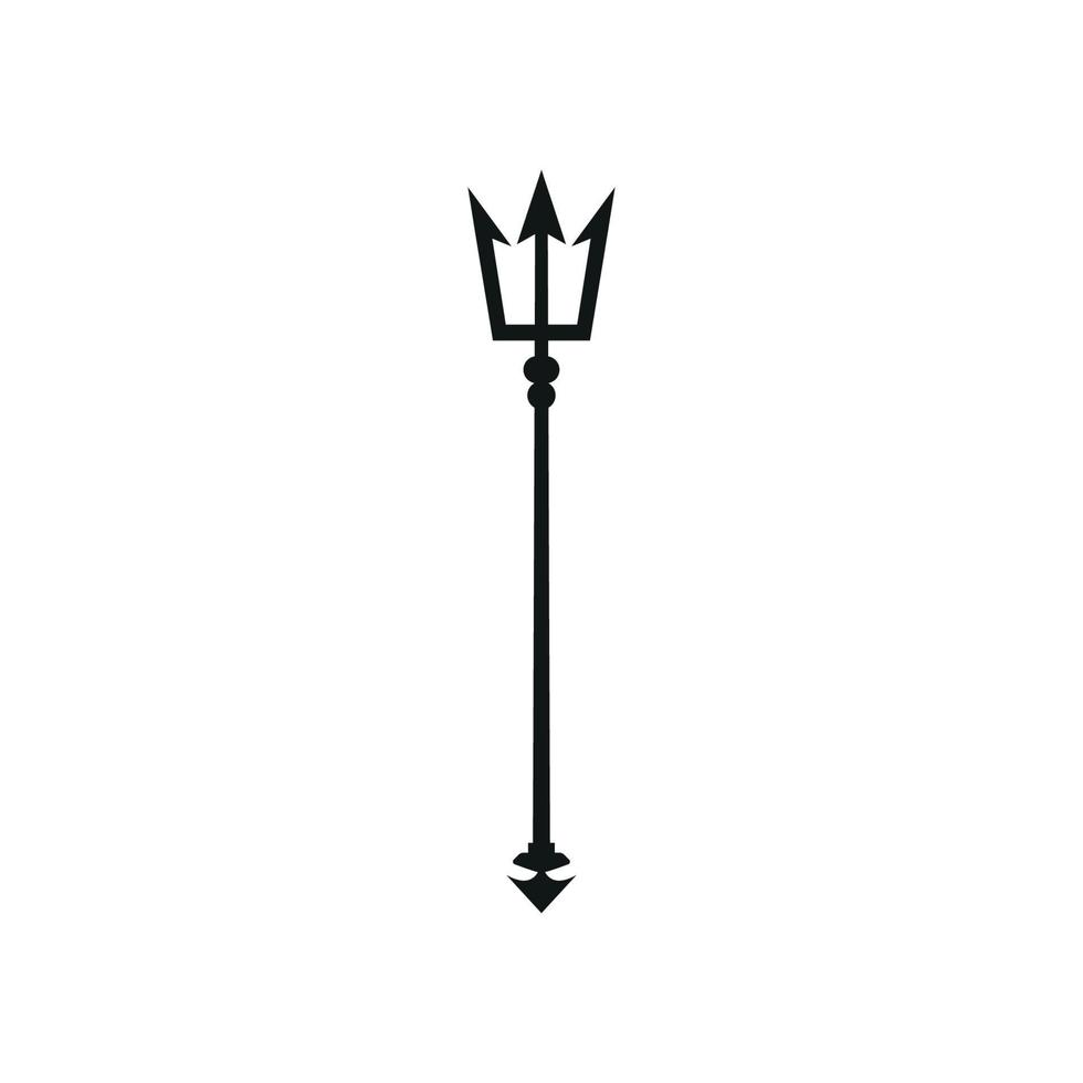 icône trident noir. signe de neptune. illustration vectorielle du symbole national de la barbade. isolé sur blanc. vecteur