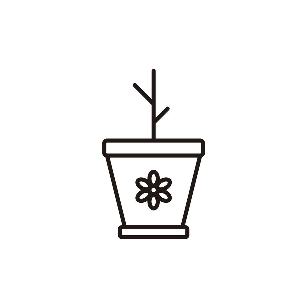 fleur de la mort dans le pot contour logo design illustration vectorielle télévision minimaliste vecteur