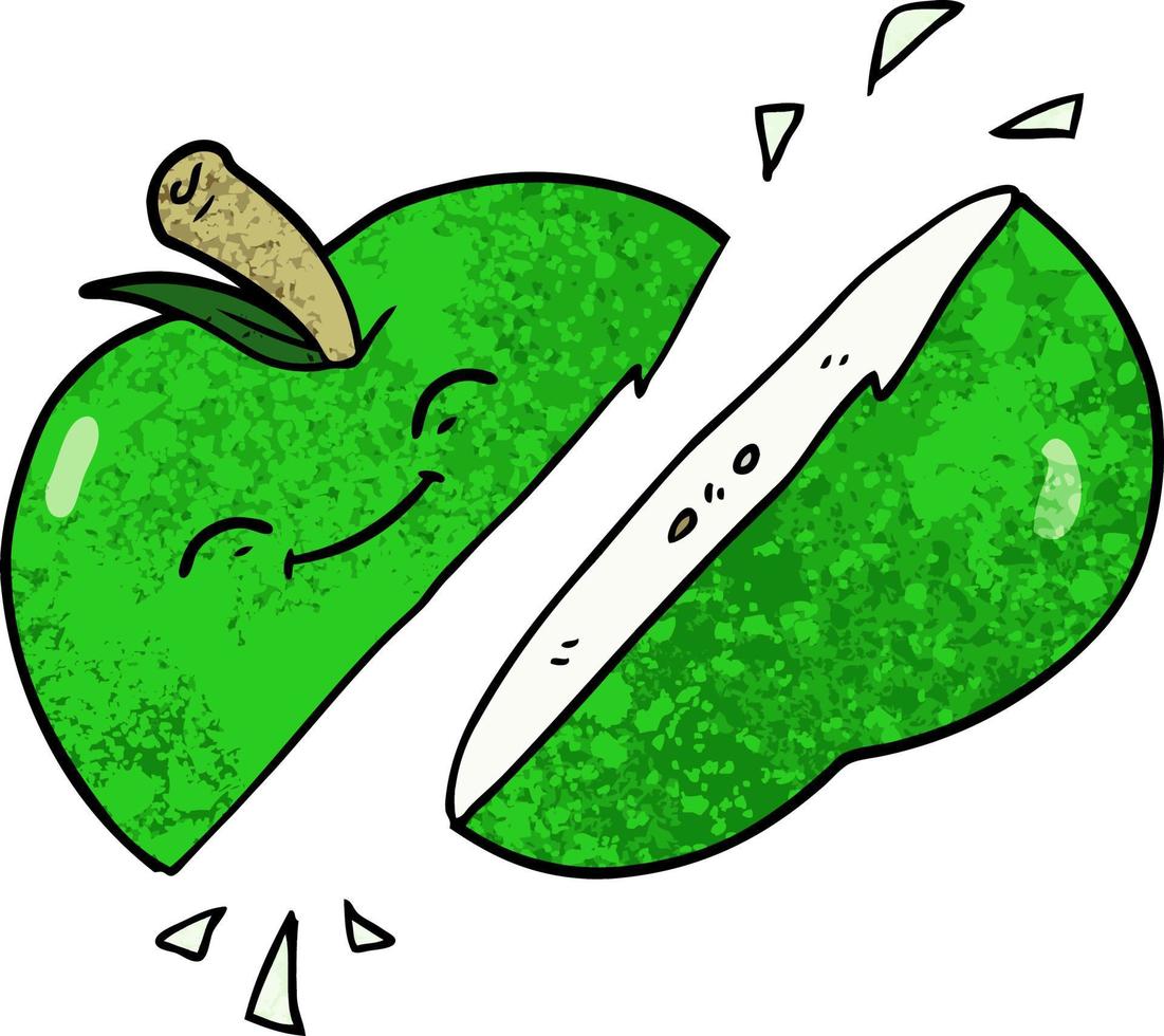 pomme verte en tranches de dessin animé vecteur