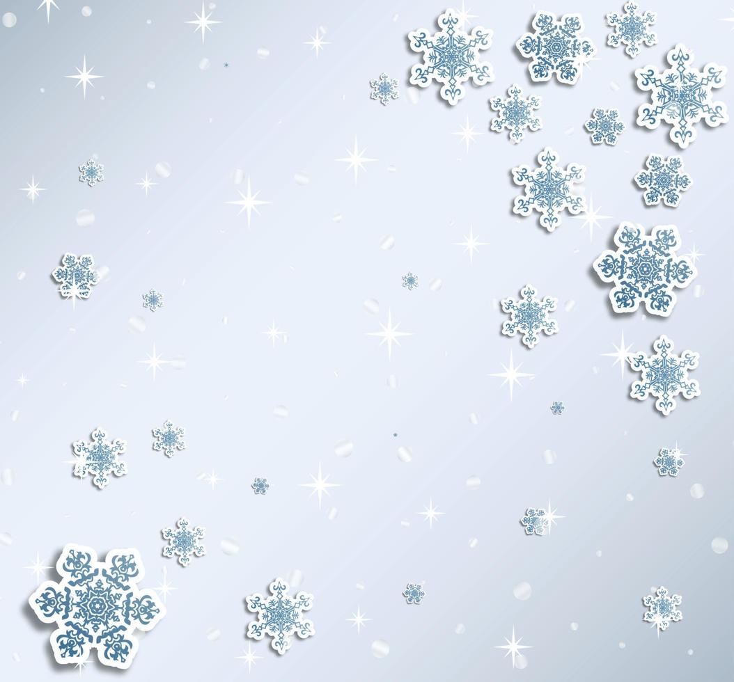 carte de voeux de noël avec conception de type et décorations sur le fond bleu neigeux. illustration vectorielle. vecteur