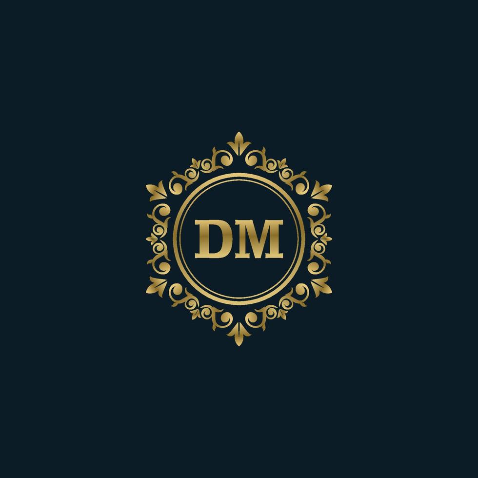 logo lettre dm avec modèle or de luxe. modèle vectoriel de logo d'élégance.