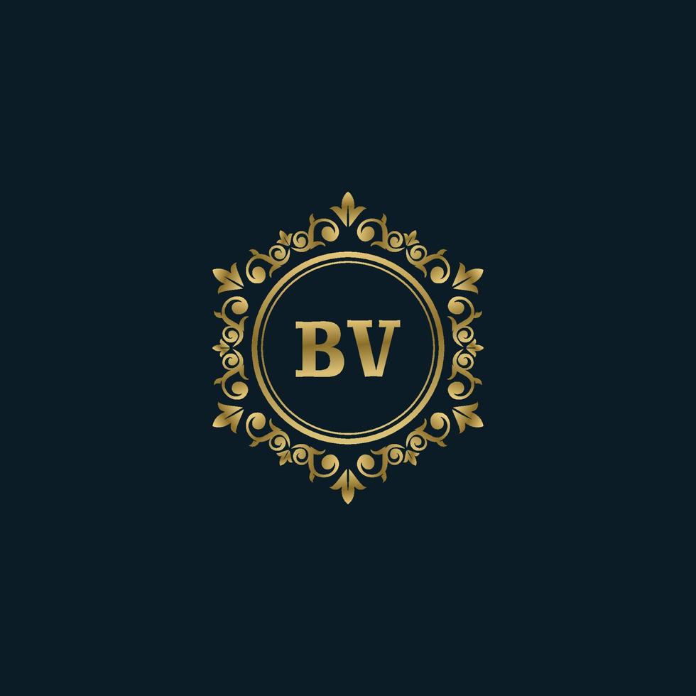 logo lettre bv avec modèle or de luxe. modèle vectoriel de logo d'élégance.