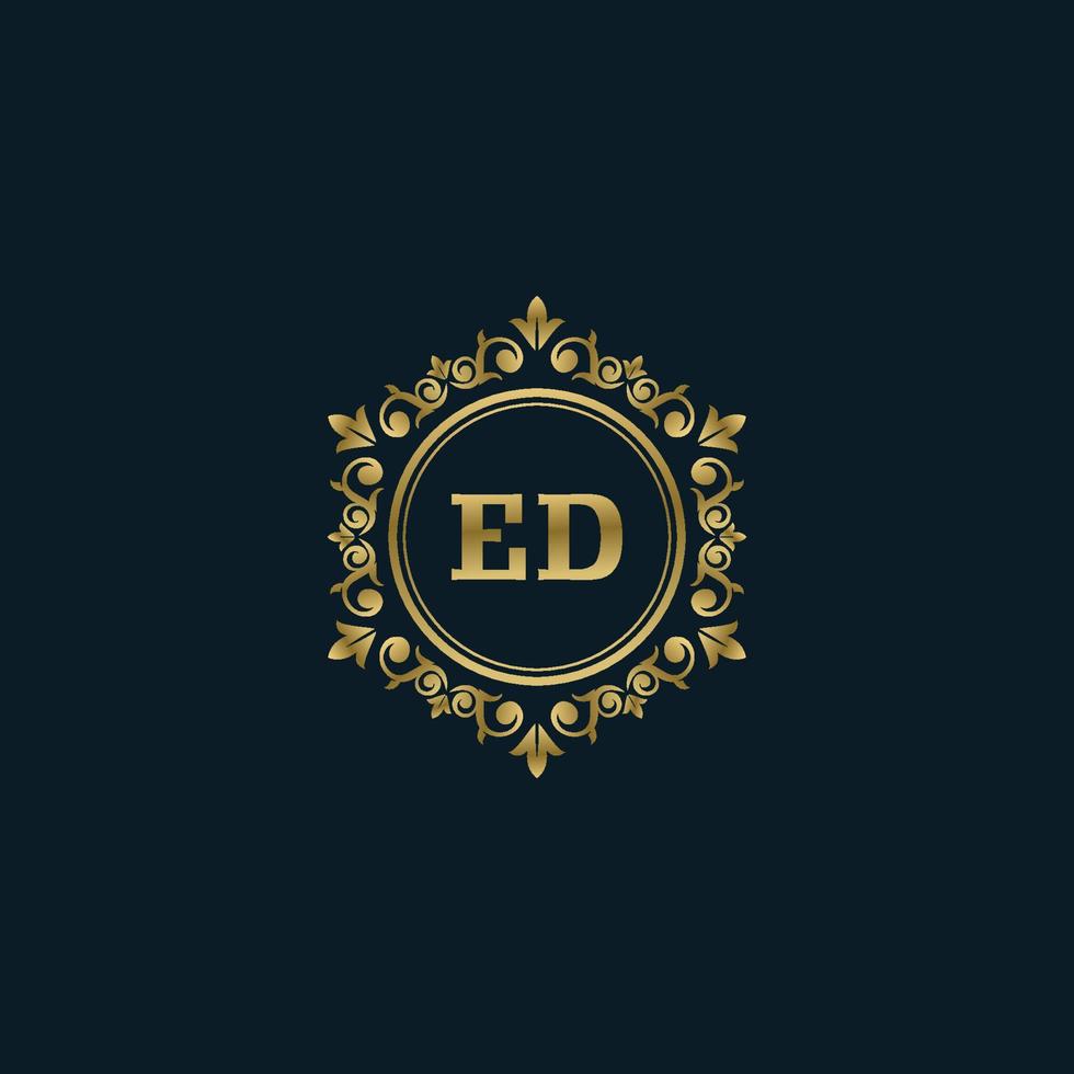 logo lettre ed avec modèle or de luxe. modèle vectoriel de logo d'élégance.