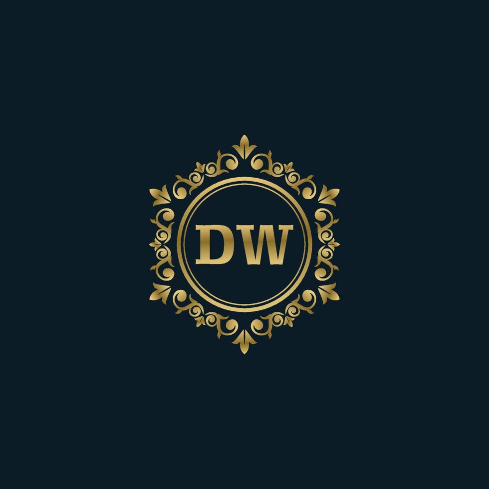 logo lettre dw avec modèle or de luxe. modèle vectoriel de logo d'élégance.