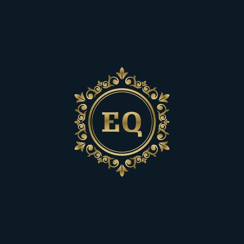 logo lettre eq avec modèle or de luxe. modèle vectoriel de logo d'élégance.