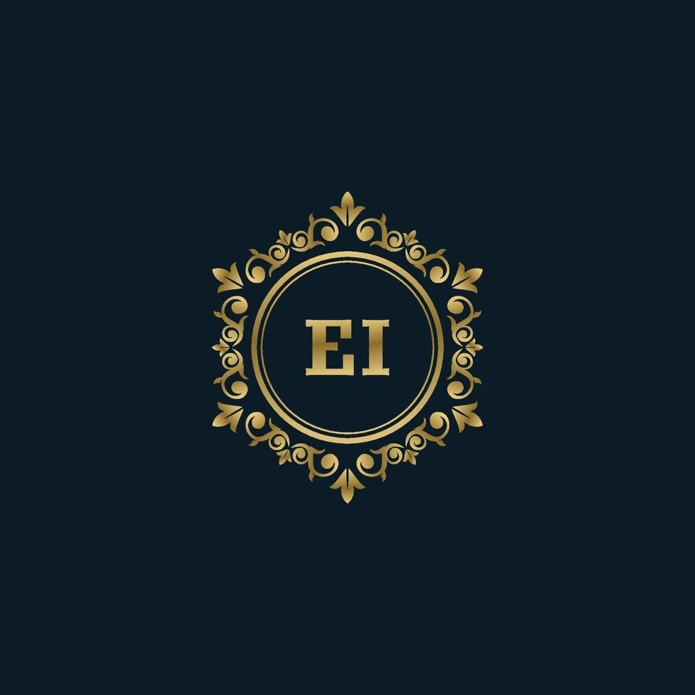 logo lettre ei avec modèle or de luxe. modèle vectoriel de logo d'élégance.