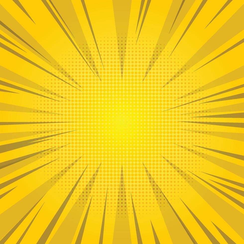 fond comique jaune avec effet de zoom vecteur