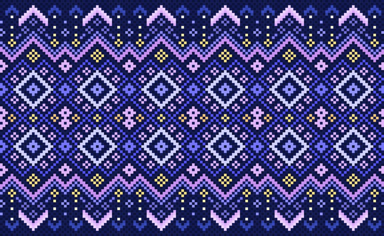 motif ethnique brodé, arrière-plan abstrait géométrique vectoriel, style aztèque classique au point de croix, motif violet magnifique horizontal, conception pour textile, tissu, toile de fond, impression numérique, graphique vecteur