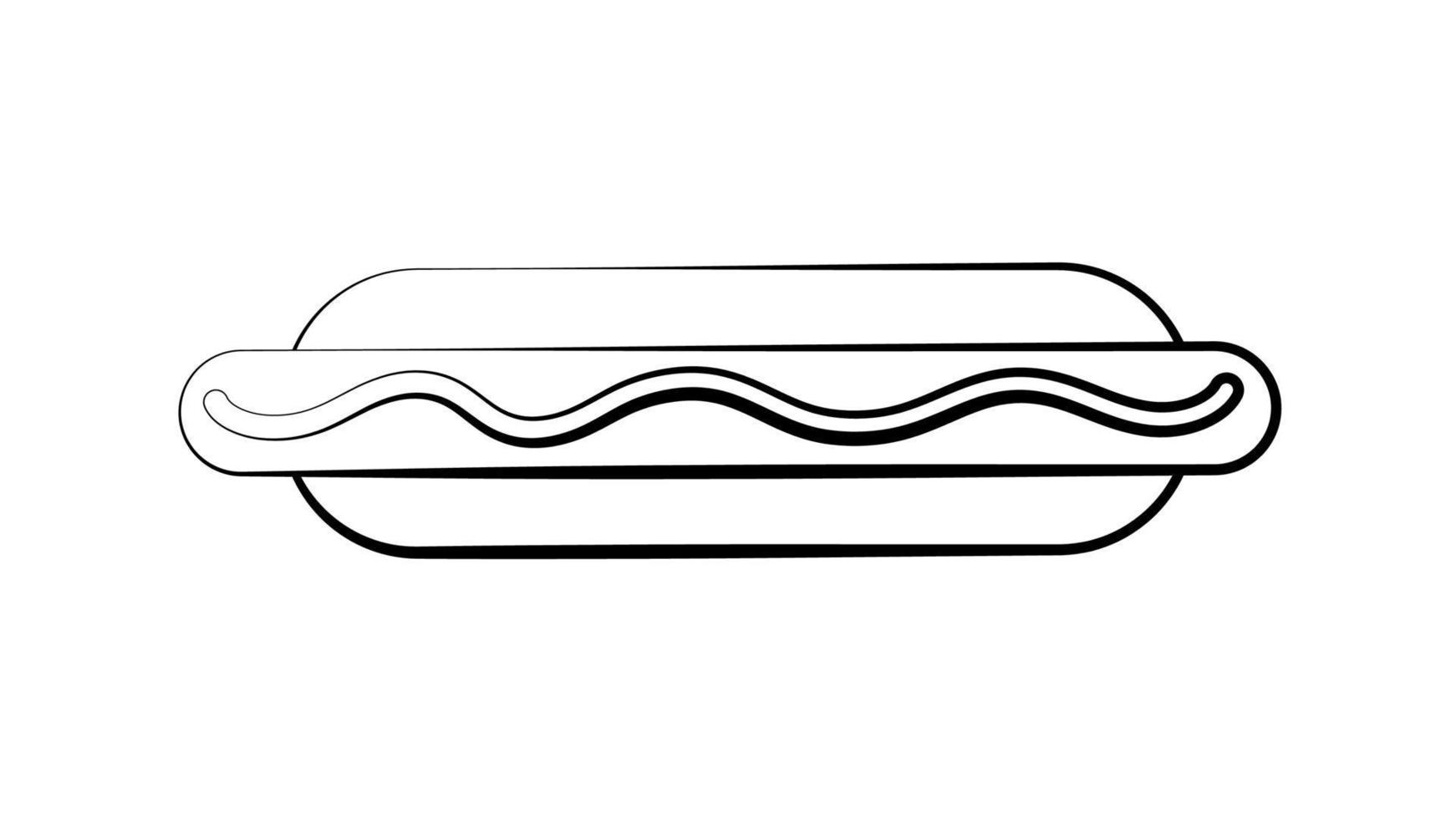 sandwich sur fond blanc, illustration vectorielle. petit pain avec saucisse, ketchup, moutarde. garniture copieuse, un plat nocif. gourmandise pour petits et grands. délicieux déjeuner vecteur