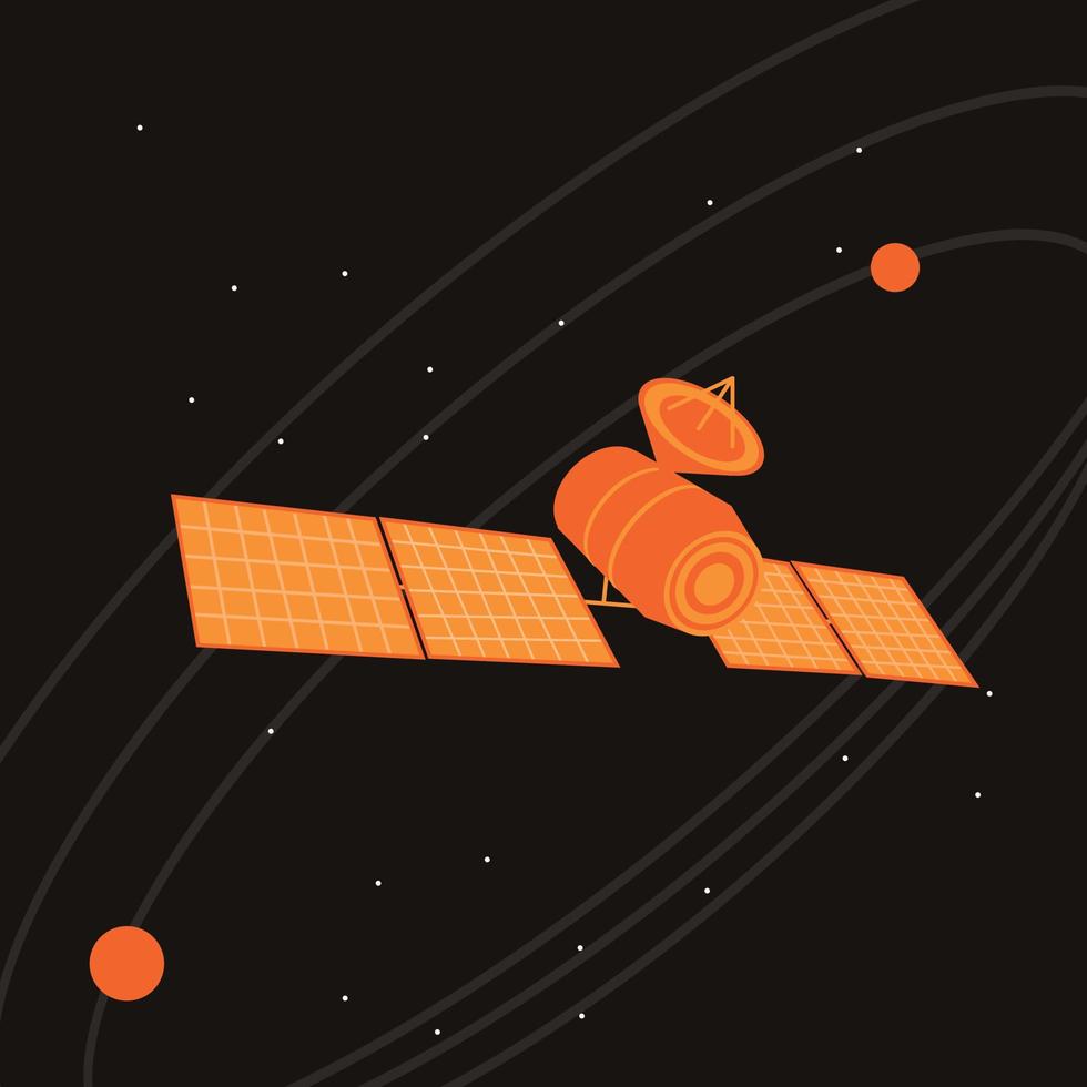 illustration de l'icône du vaisseau spatial. satellite sur l'espace. illustration vectorielle. vecteur