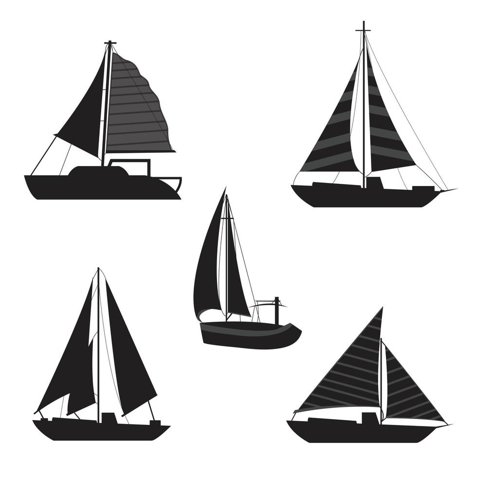 ensemble de silhouette de bateau. illustration vectorielle. vecteur