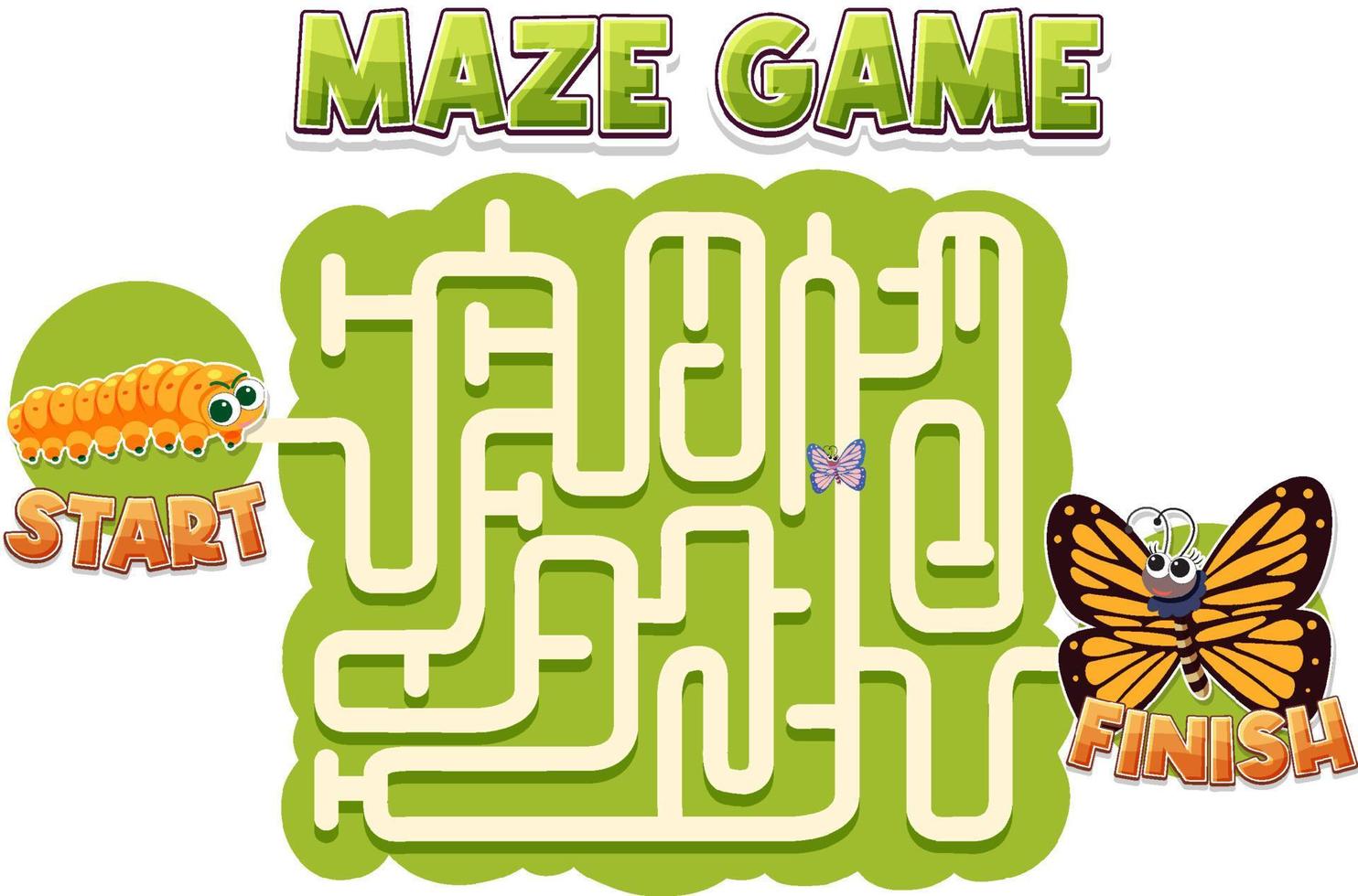 modèle de jeu de labyrinthe sur le thème des insectes pour les enfants vecteur