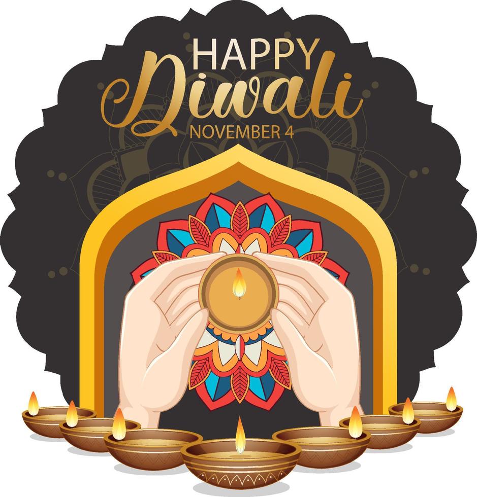 joyeuse fête des lumières de diwali vecteur