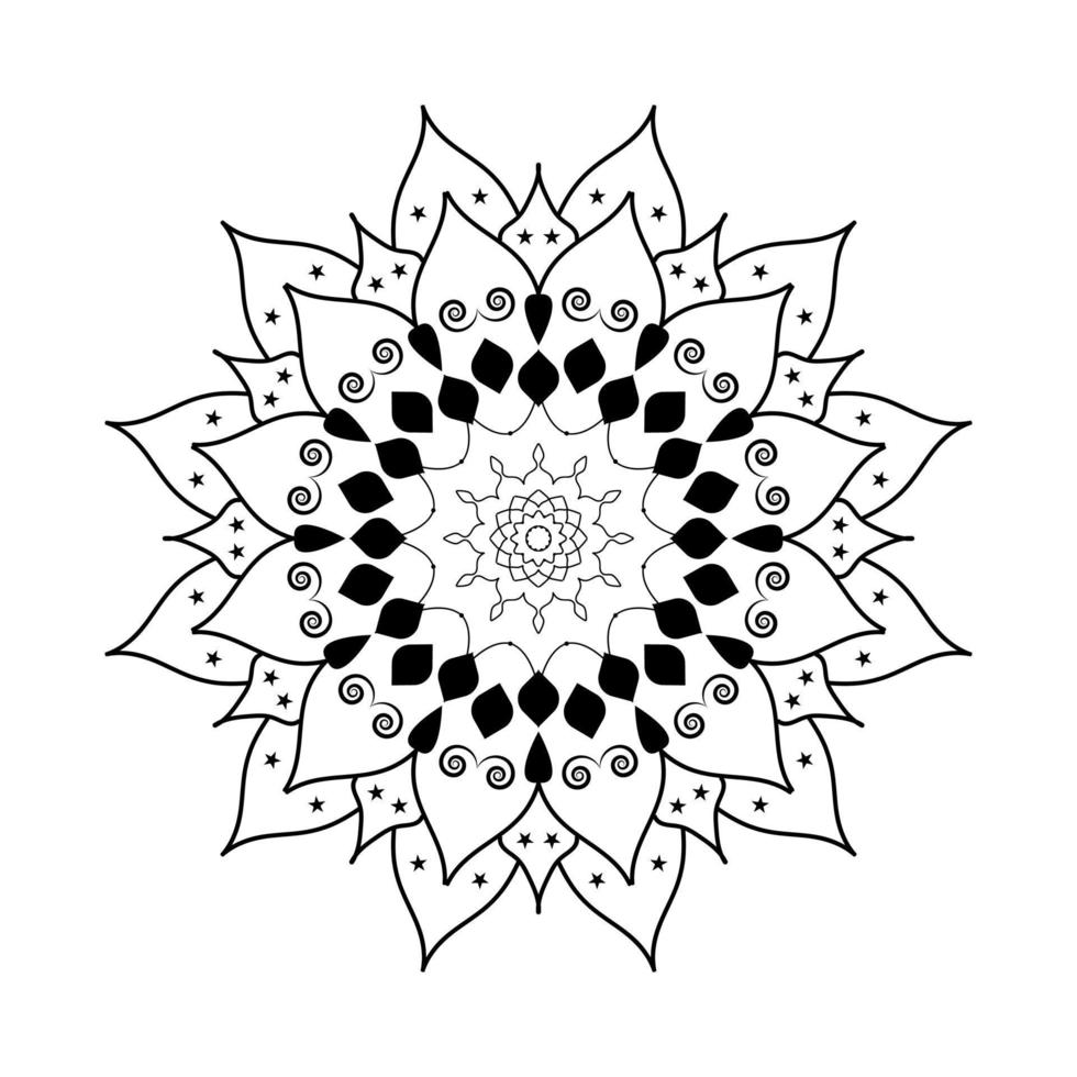 noir et blanc cercle dessin au trait éléments floraux mandala conception graphique vecteur vecteur premium