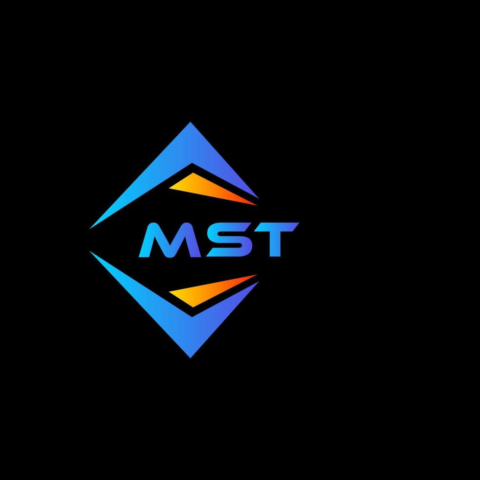 création de logo de technologie abstraite mst sur fond noir. concept de logo de lettre initiales créatives mst. vecteur