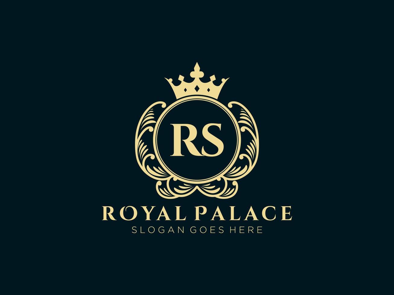 lettre r logo victorien de luxe royal antique avec cadre ornemental. vecteur