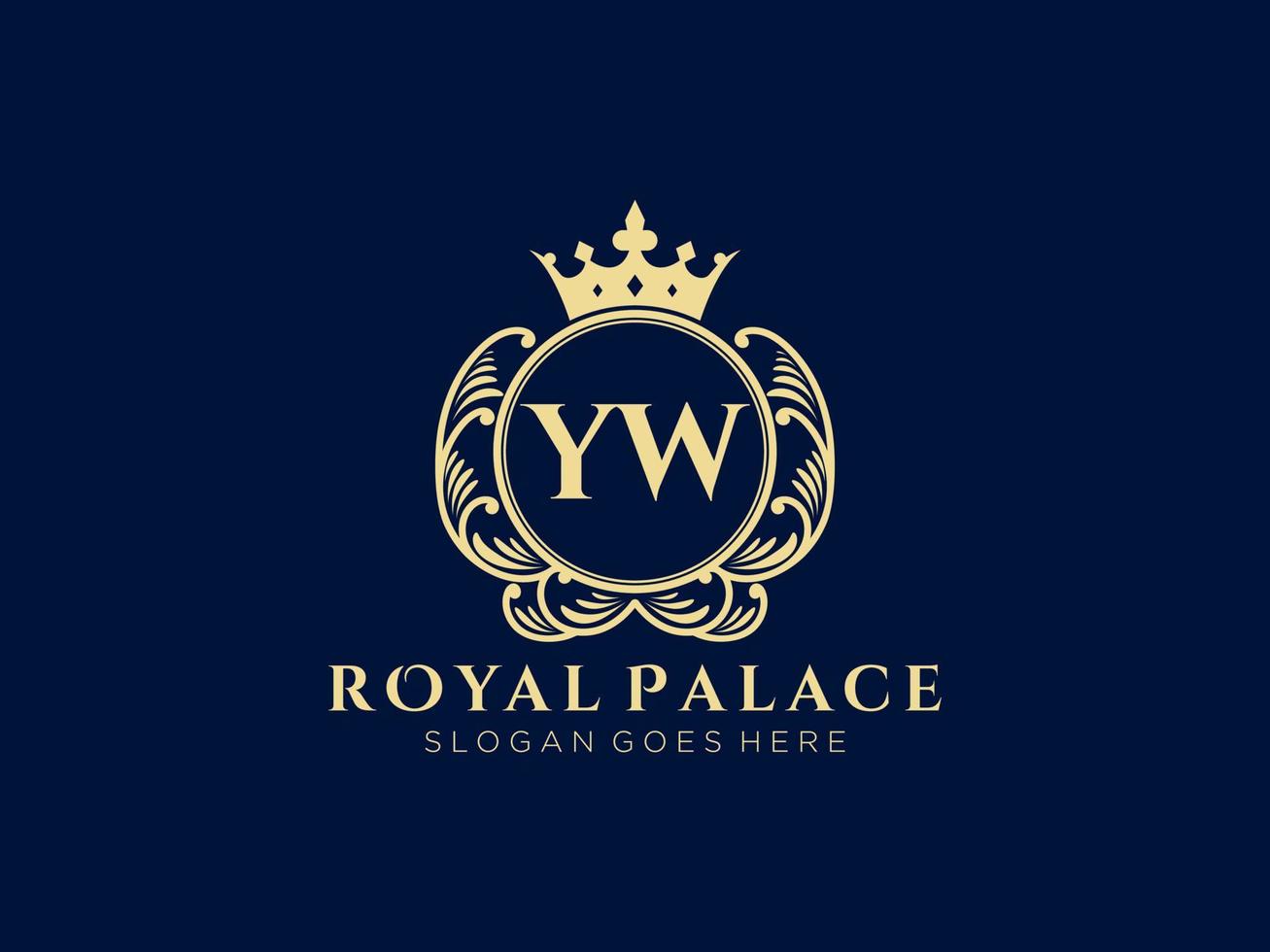 lettre yw logo victorien de luxe royal antique avec cadre ornemental. vecteur