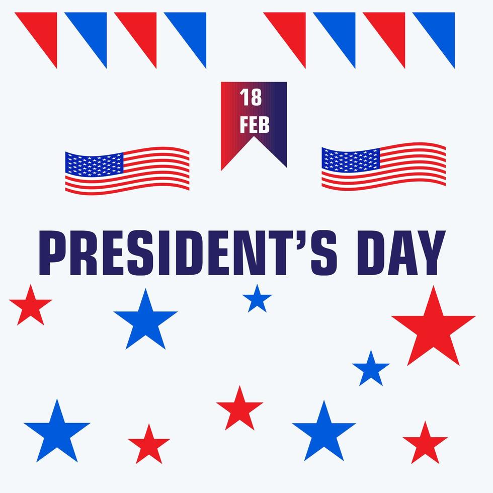 arrière-plan journée du président. typographie de la journée du président décorée d'étoiles dans la couleur du drapeau américain sur fond blanc. vecteur