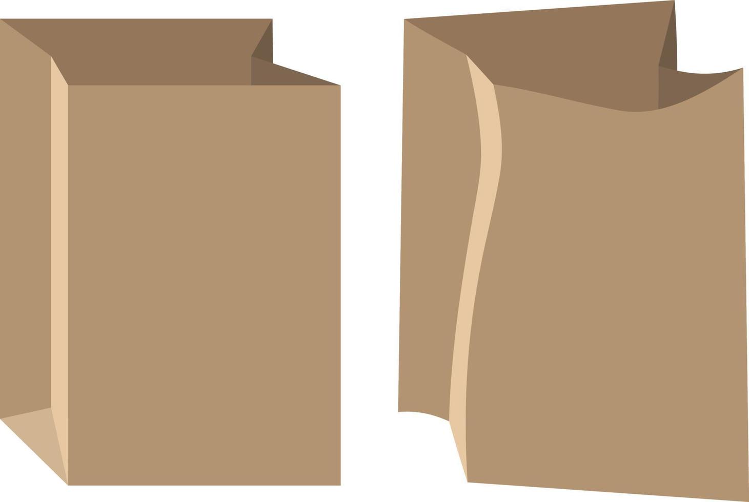 deux sacs en papier vectoriels, neufs et froissés, isolés sur fond blanc vecteur
