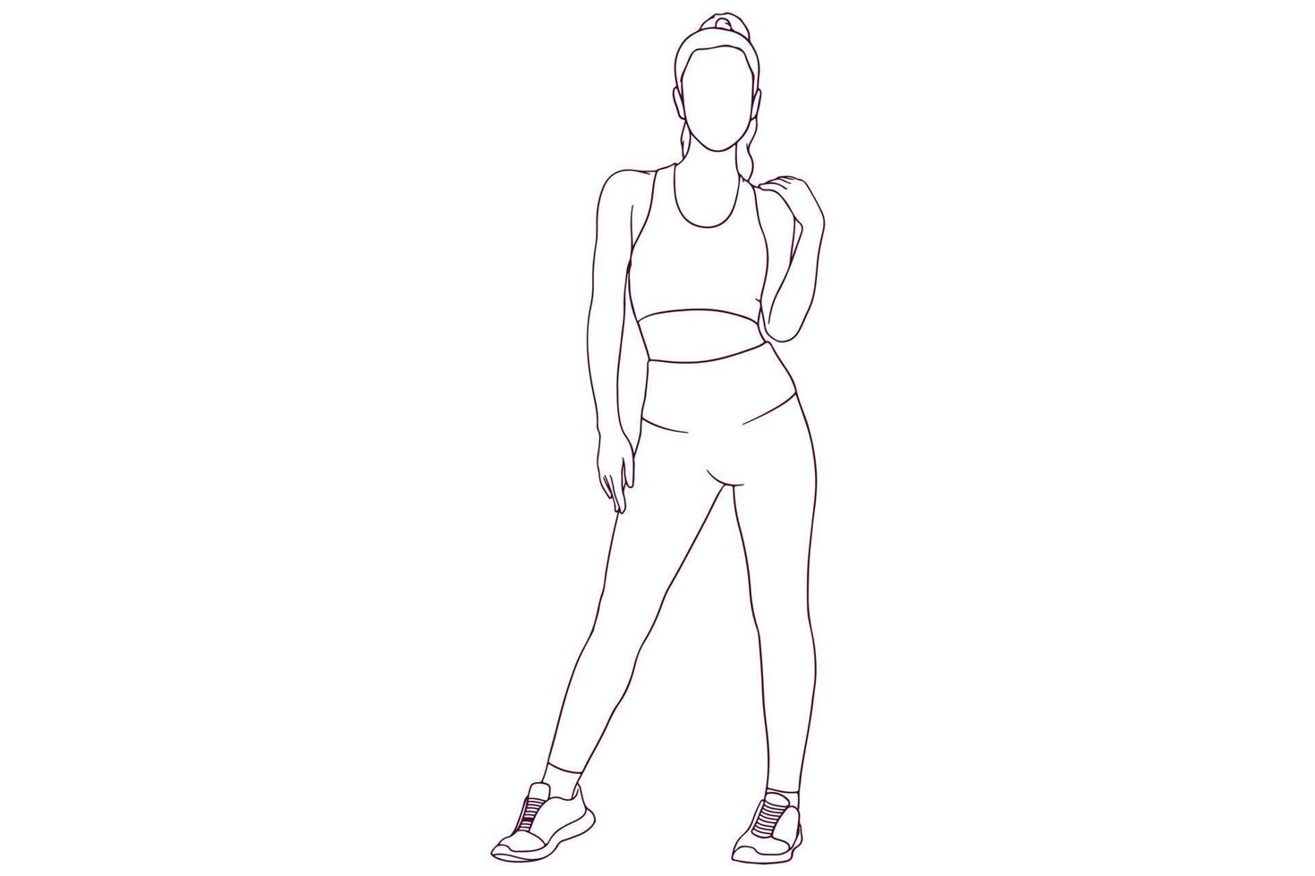 fitness fille illustration vectorielle de style dessiné à la main vecteur