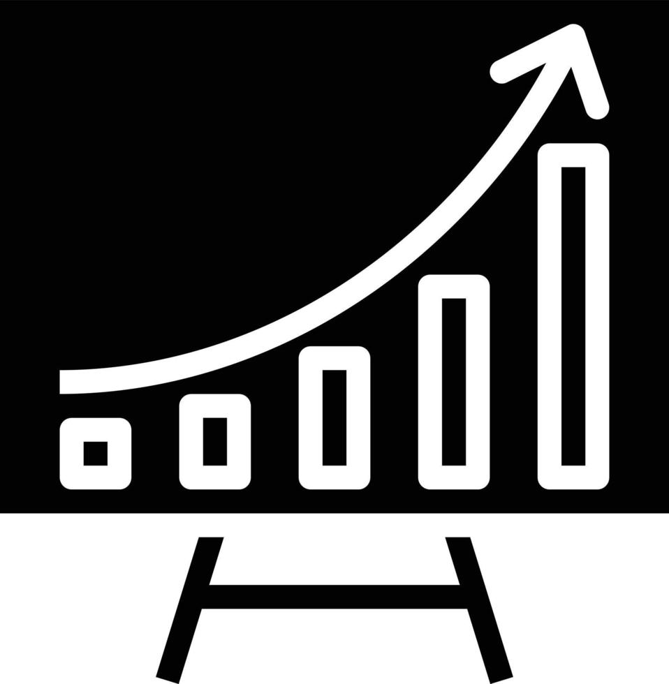 Analyse du tableau graphique de croissance - icône solide vecteur