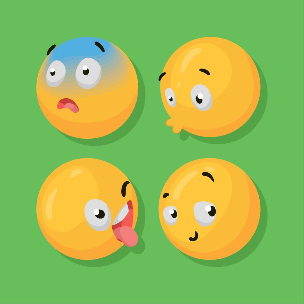 emojis style 3d quatre icônes vecteur