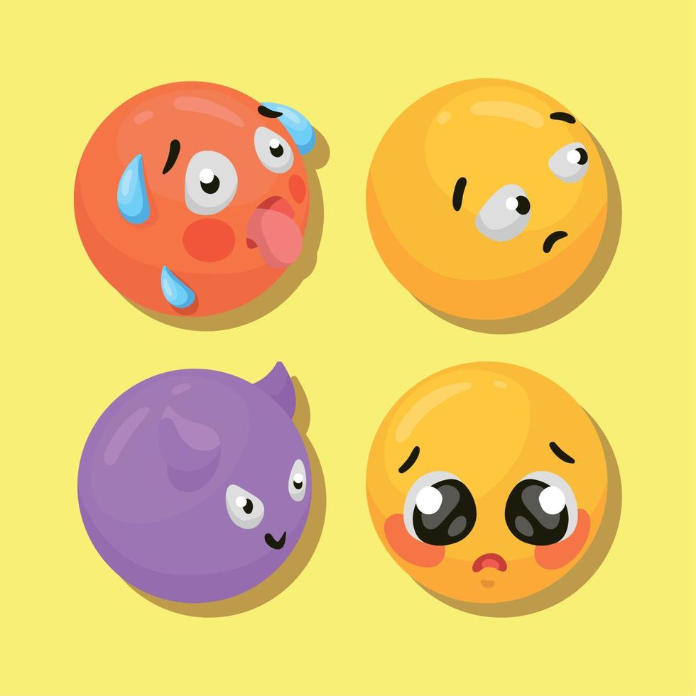 quatre icônes de style 3d emojis vecteur