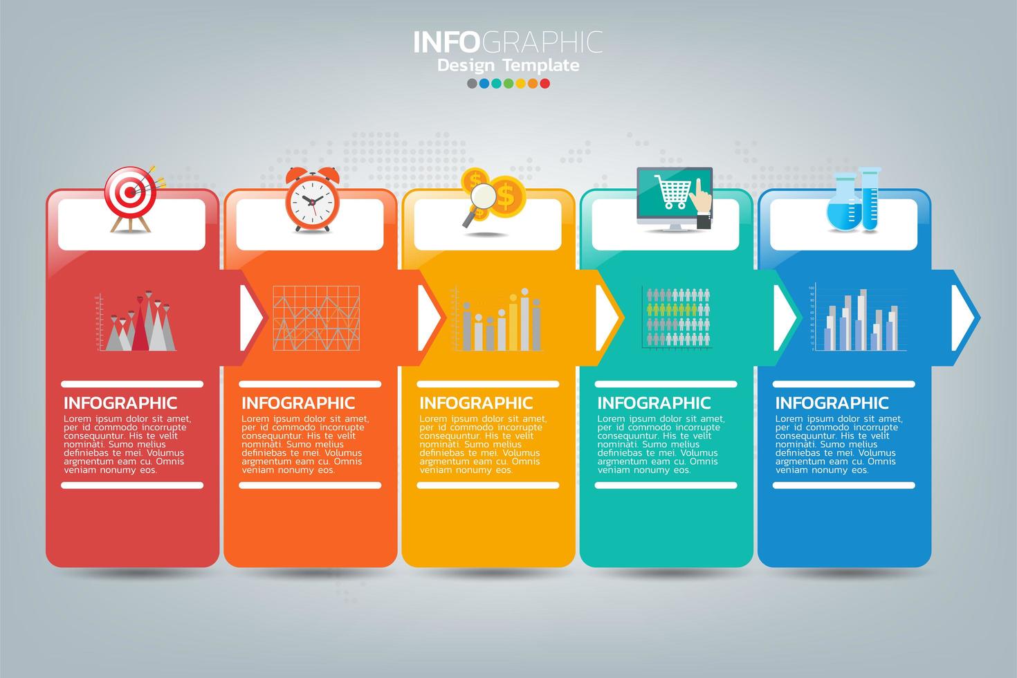 modèle infographique et icônes. concept d'entreprise avec des processus. vecteur