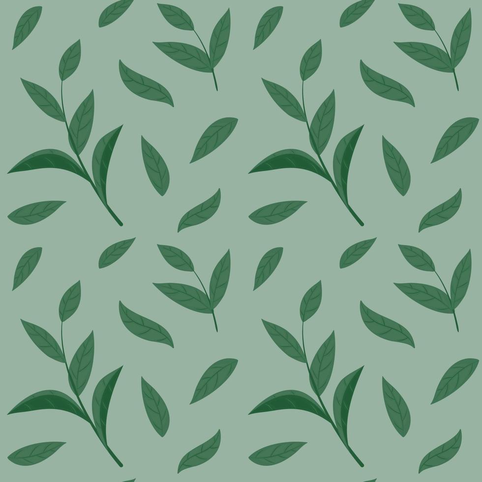 motif harmonieux de brindilles et de feuilles de thé vert. image vectorielle. vecteur