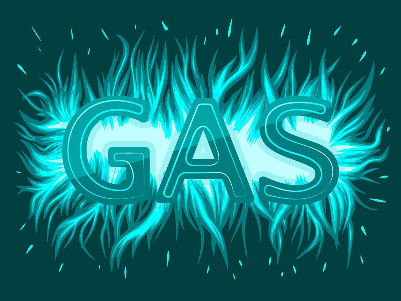 flammes de gaz avec texte. . gaz bleu ou lumière de brûlure. illustration vectorielle. vecteur