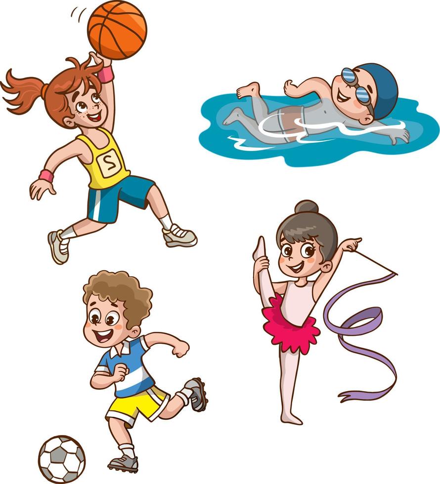 illustration vectorielle d'enfants faisant du sport vecteur