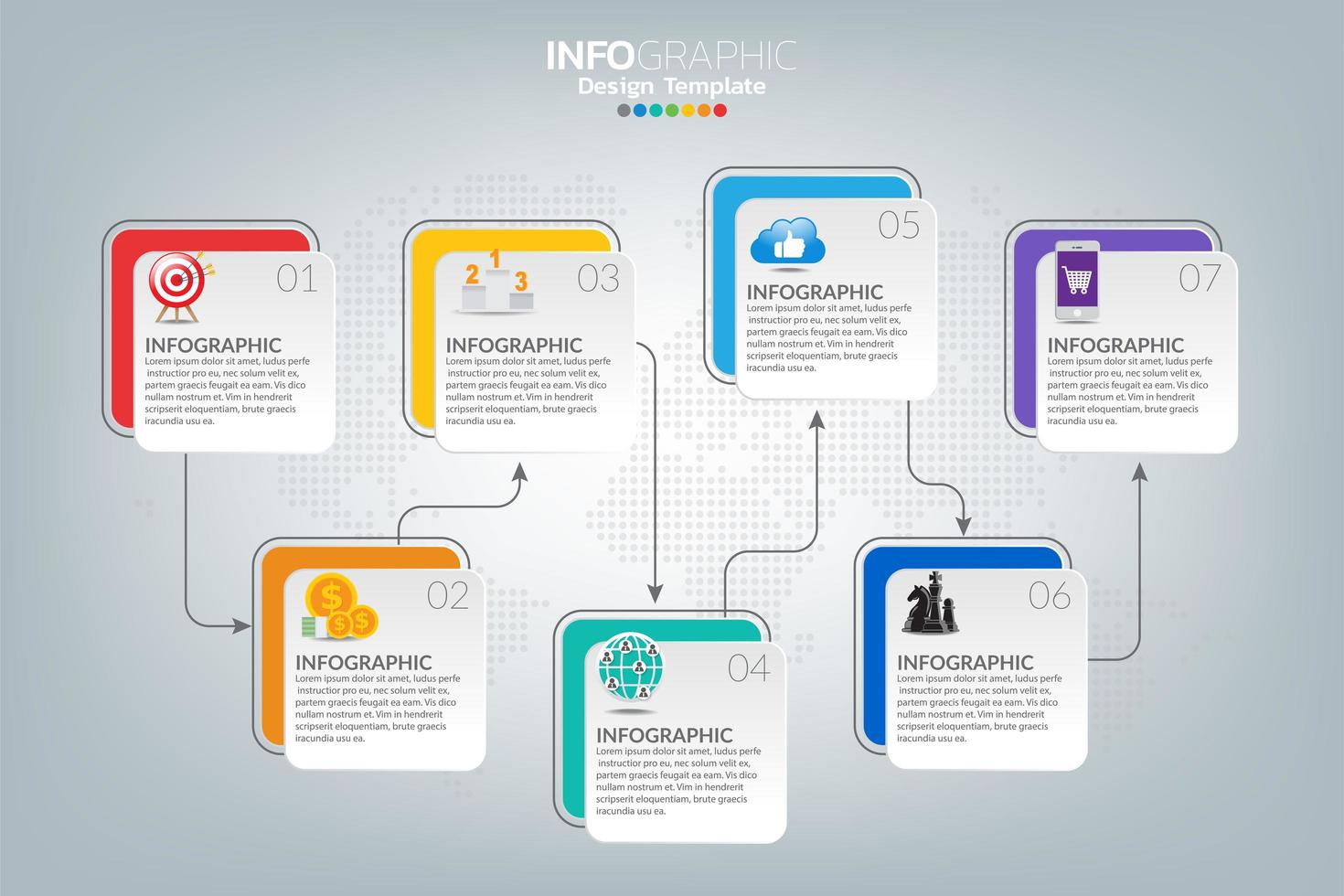 modèle infographique et icônes. concept d'entreprise avec des processus. vecteur