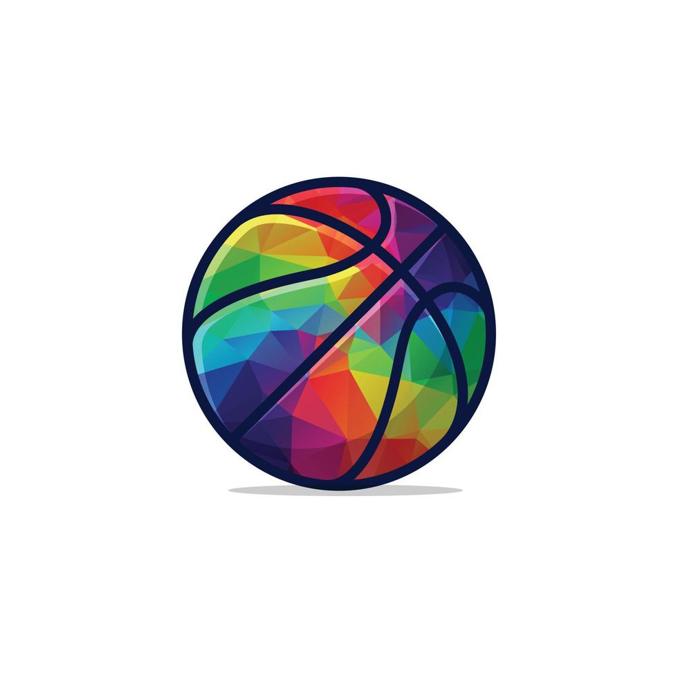 illustration vectorielle de basket-ball. icône du logo sportif. modèle de style de dessin animé plat vecteur