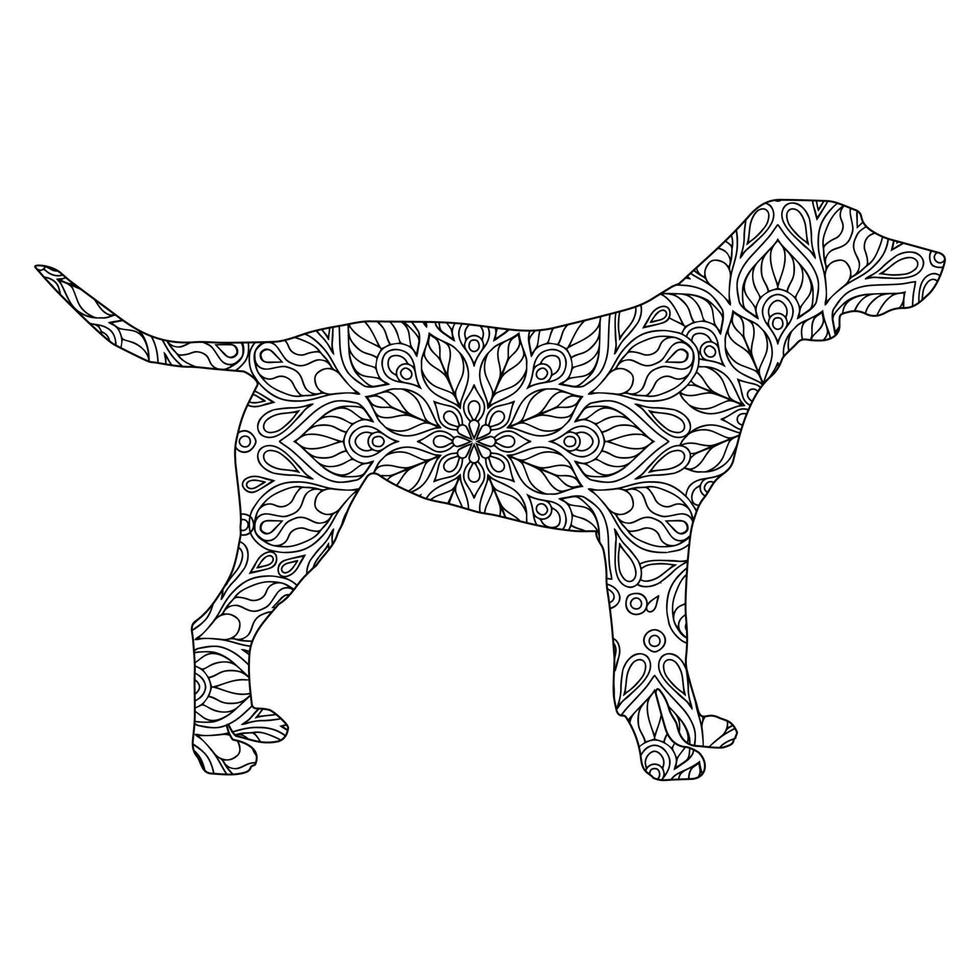 conception d'illustration vectorielle de coloriage de mandala de chien mignon. vecteur