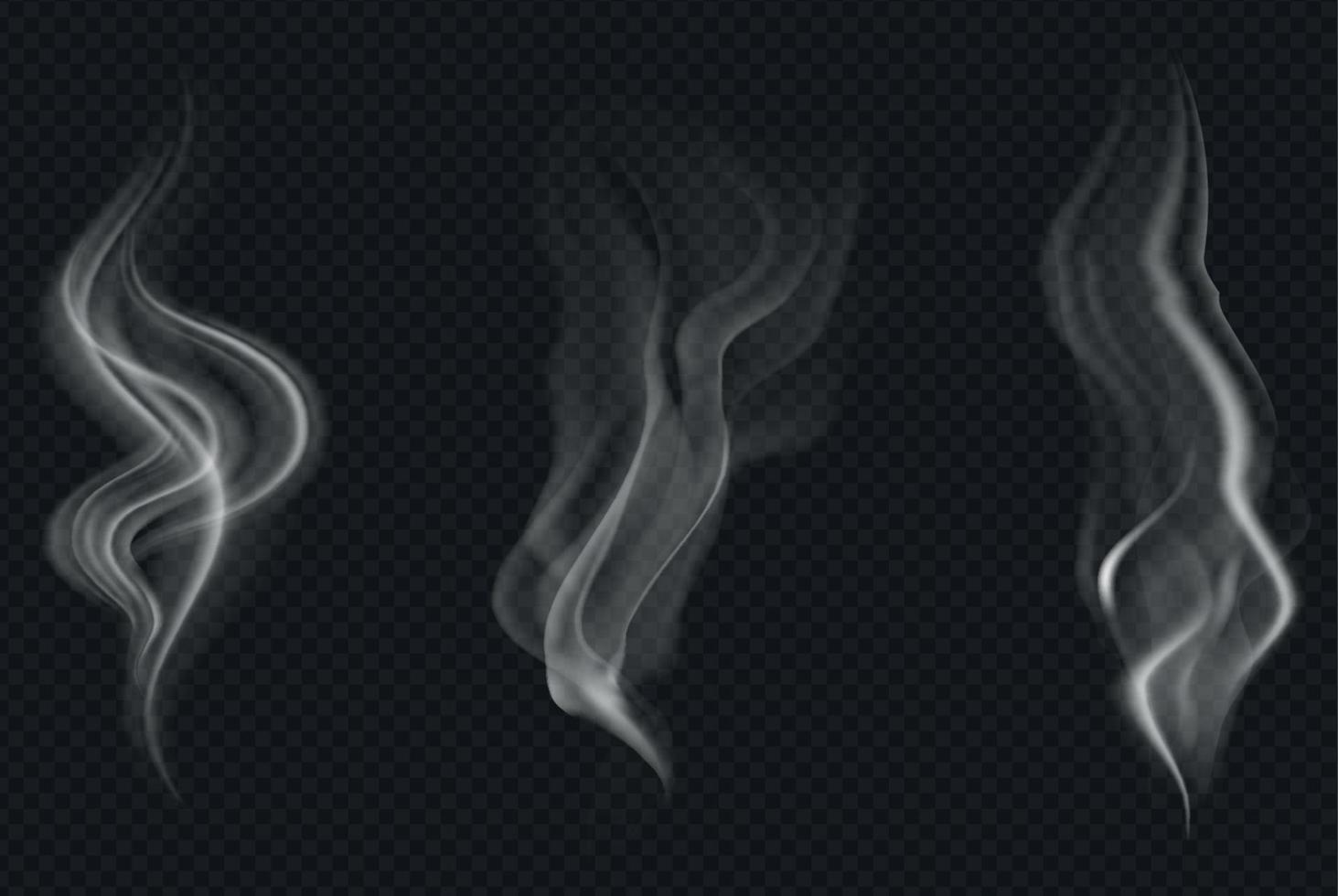 ensemble de fumée ou de vapeur transparente réaliste dans des couleurs blanches et grises, à utiliser sur fond sombre. transparence uniquement en format vectoriel