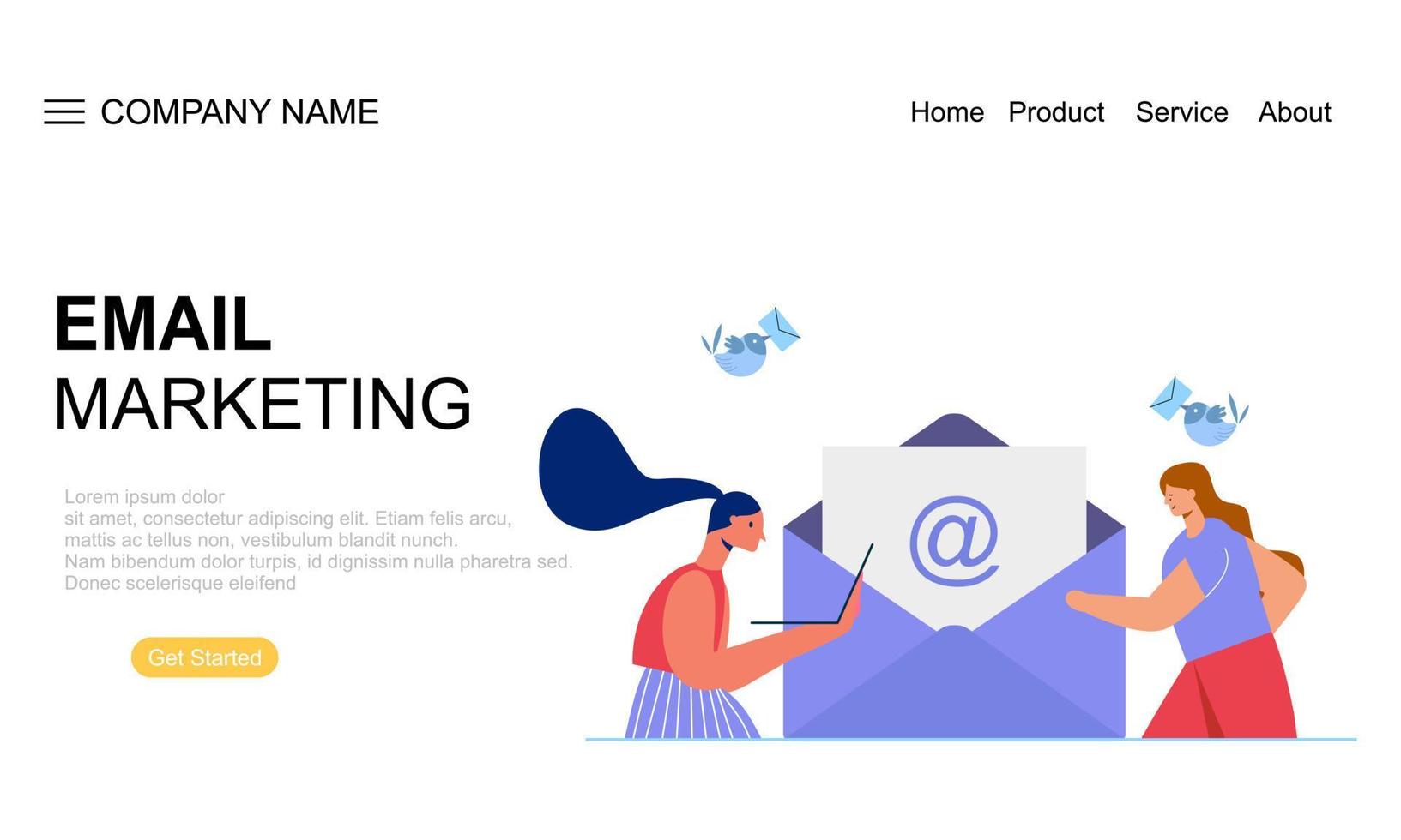 illustration de la page de destination du concept de marketing par e-mail vecteur