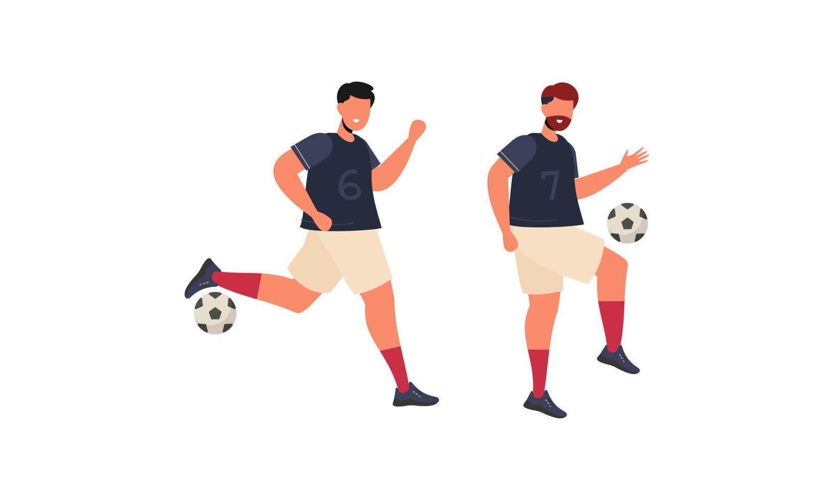 vecteur illustré de joueurs de football plats