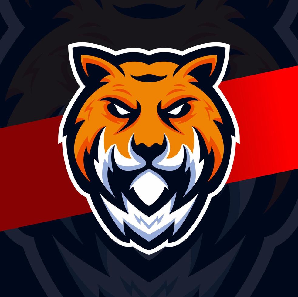 tête de tigre mascotte logo esport design personnage pour illustration, tatouage sport et logo de jeu vecteur