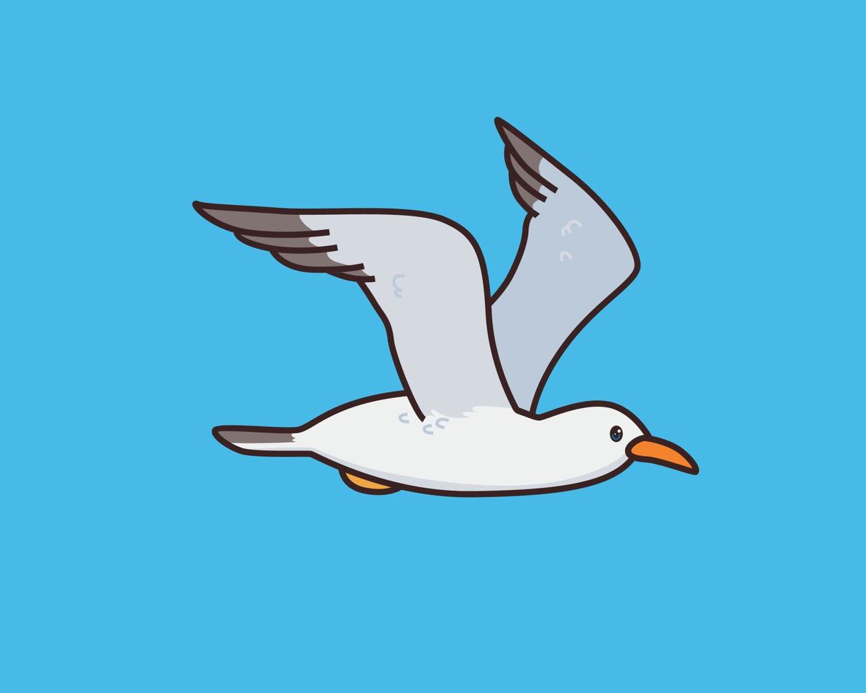 illustration de dessin animé de mouette volante vecteur