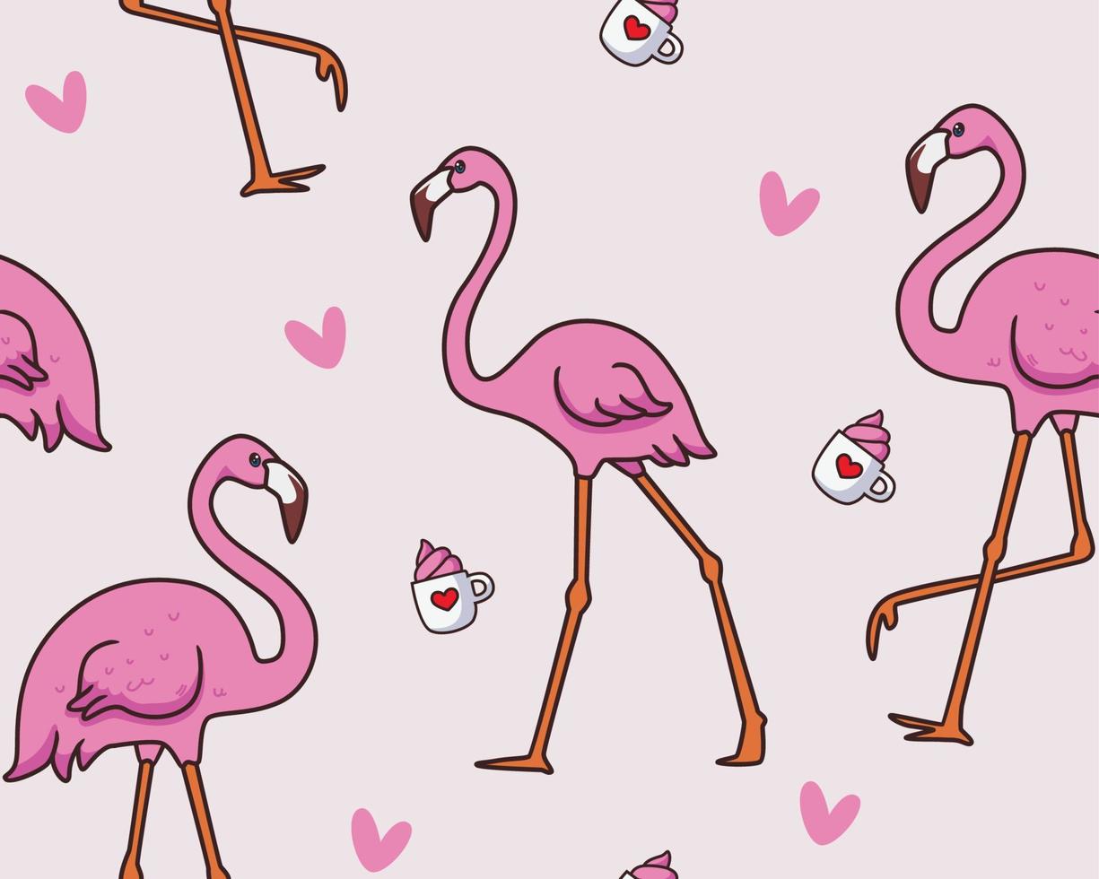 fond d'illustration flamant rose modèle sans couture vecteur