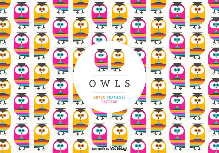 Retro Owls Seamless Vector Motif