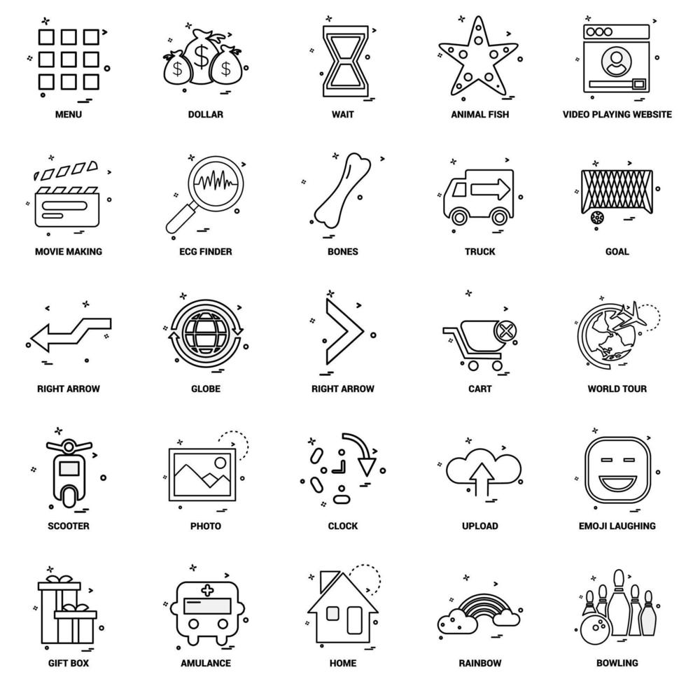 25 jeu d'icônes de ligne de mélange de concept d'entreprise vecteur