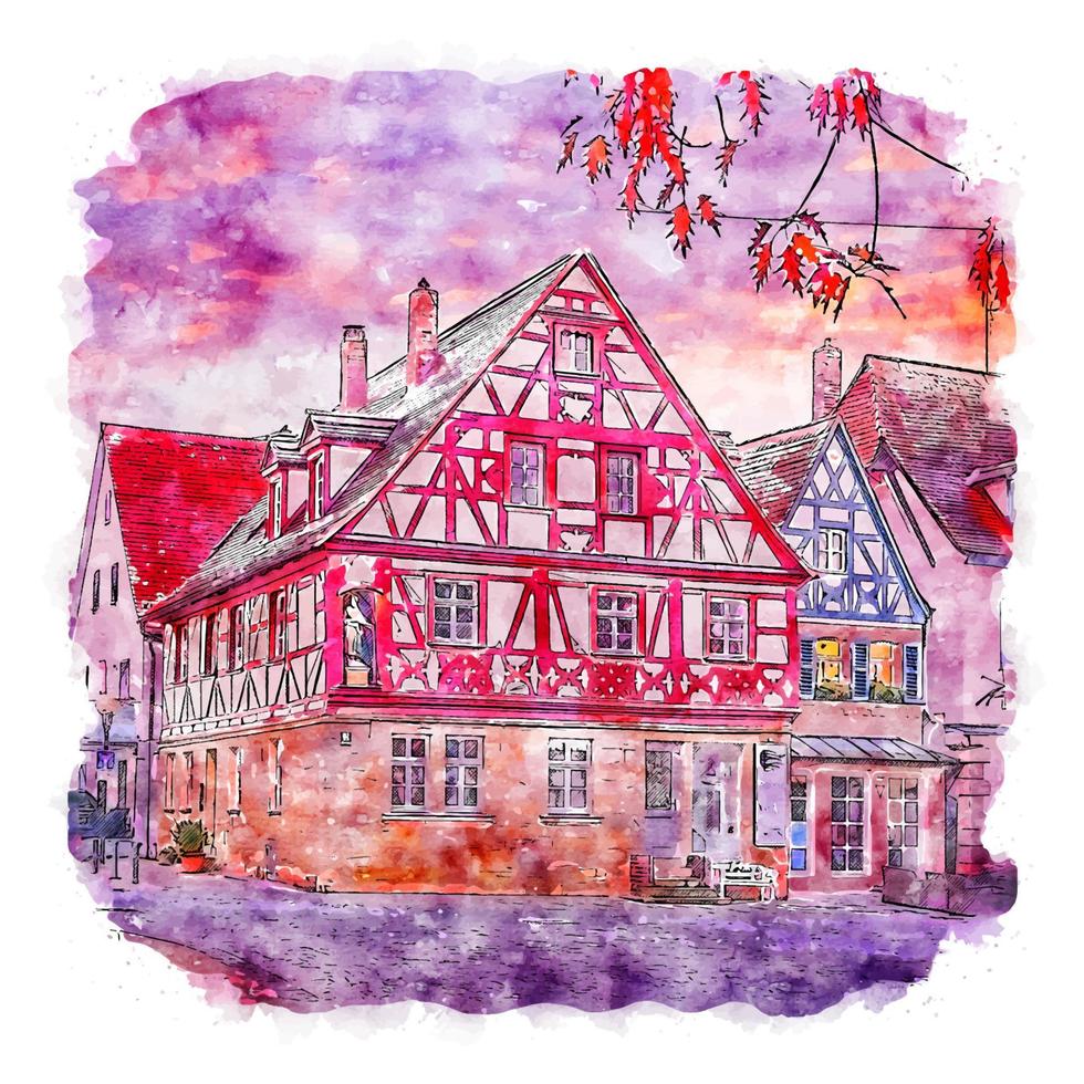 forchheim obfr allemagne croquis aquarelle illustration dessinée à la main vecteur