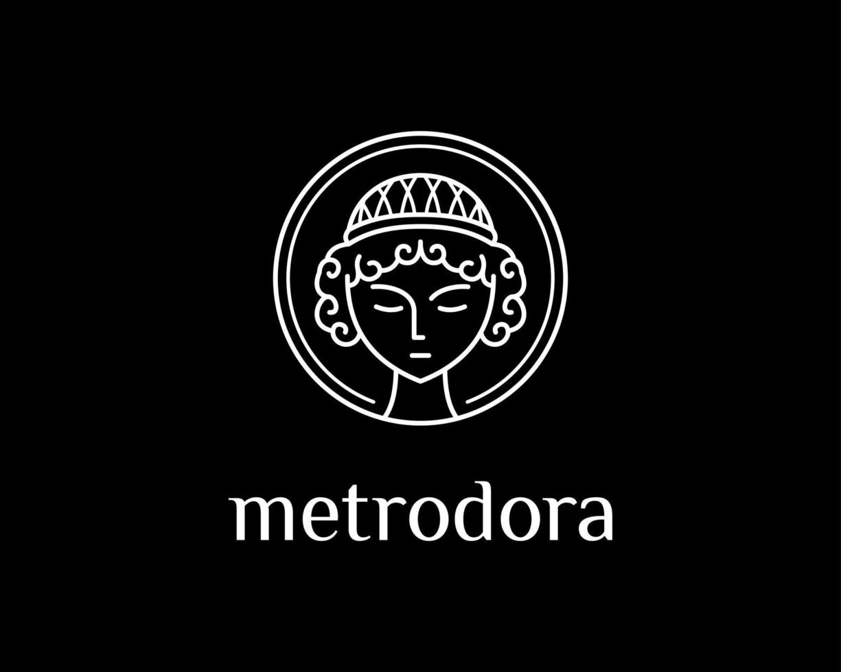 déesse grecque antique romain aphrodite célèbre mythologie vintage cercle cadre ligne vecteur création de logo