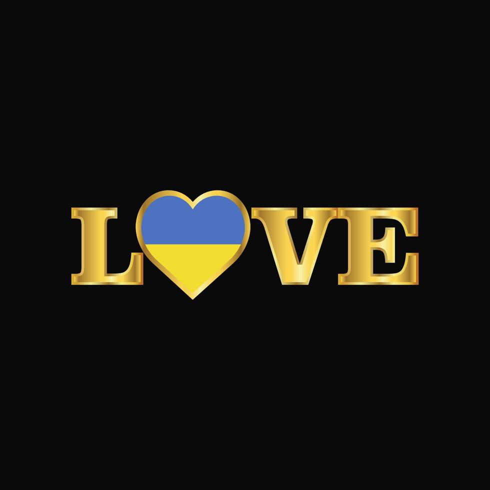 vecteur de conception de drapeau ukraine typographie amour doré